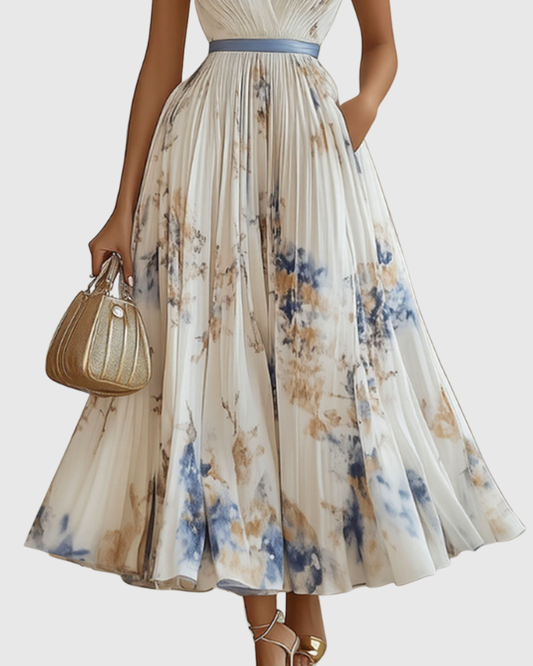 Britta | Women's Elegant Pleated Maxi Dress