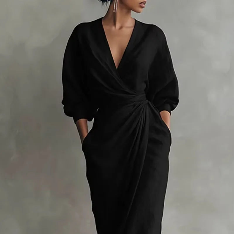 Genevieve | Women's Elegant Wrap V-Neck Maxi Dress