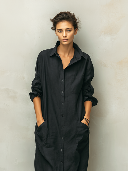 Tiffany | Women's Summer Linen Button-Front Dress
