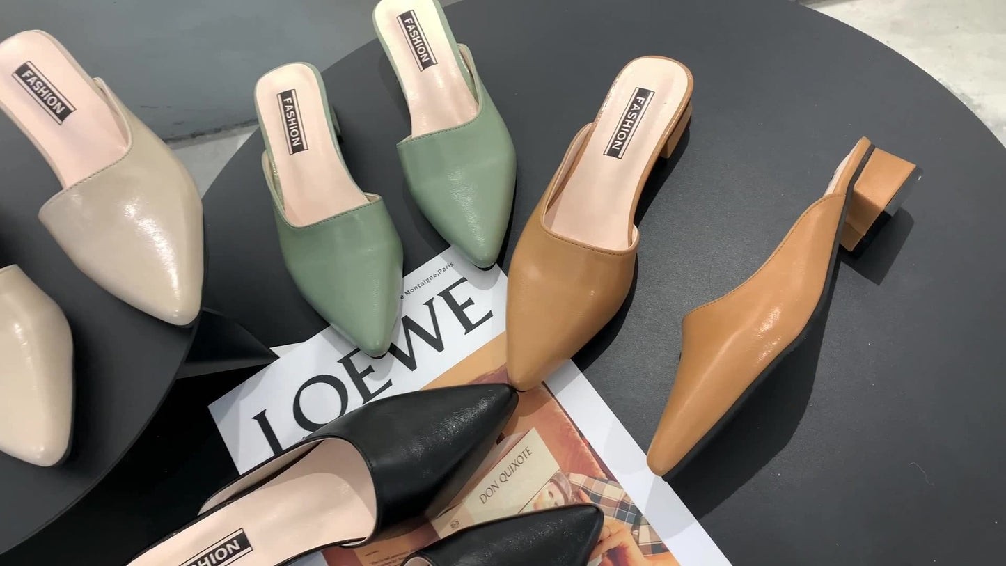 Aoife | Women's Pointed Toe Slip-On Low Heel Sandals