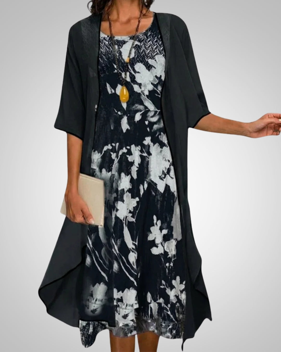 Eloise | Women's Casual Printed Midi Cardigan Dress Set