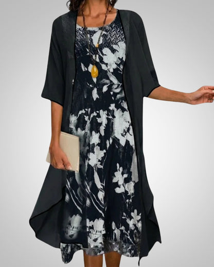 Eloise | Women's Casual Printed Midi Cardigan Dress Set