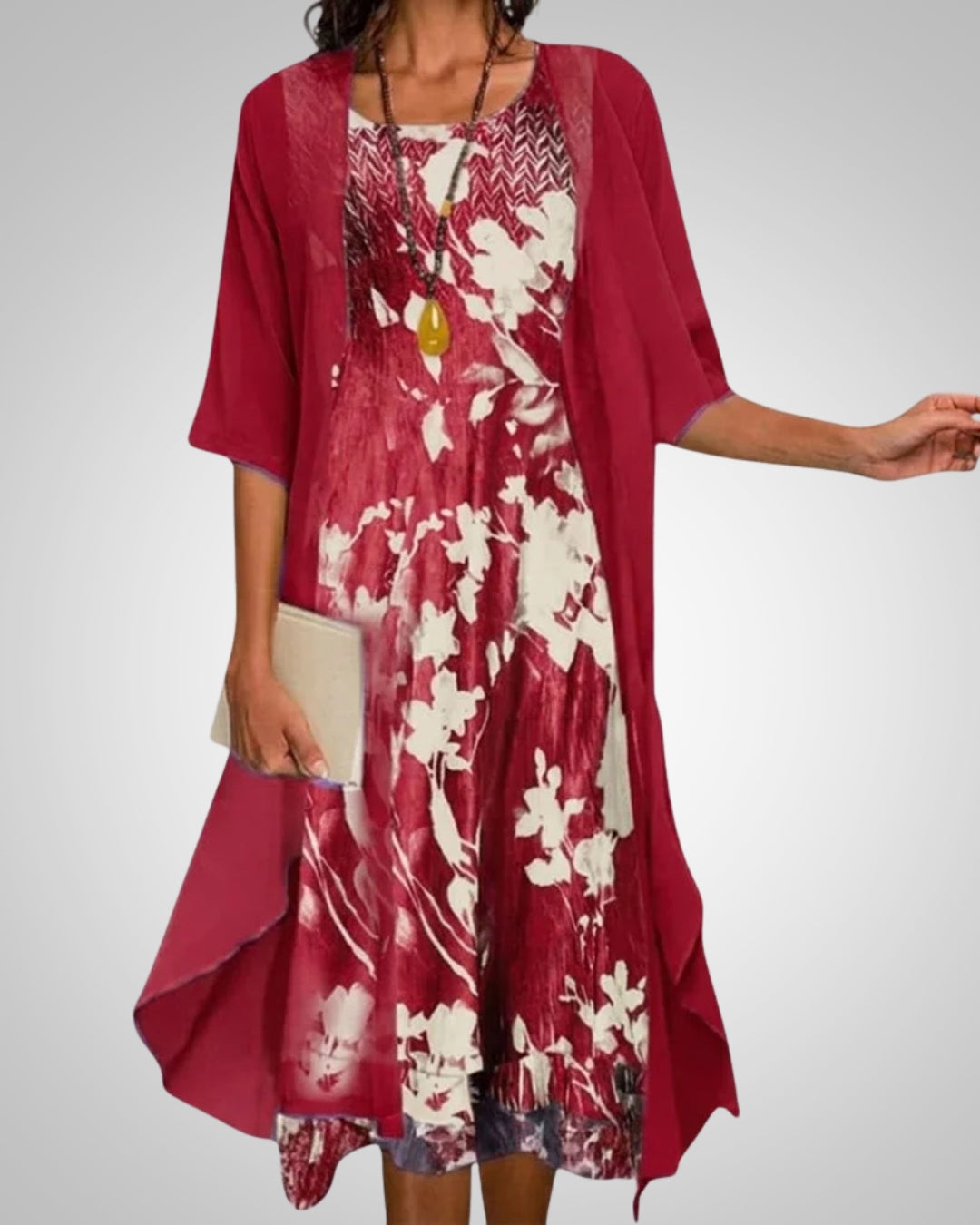 Eloise | Women's Casual Printed Midi Cardigan Dress Set