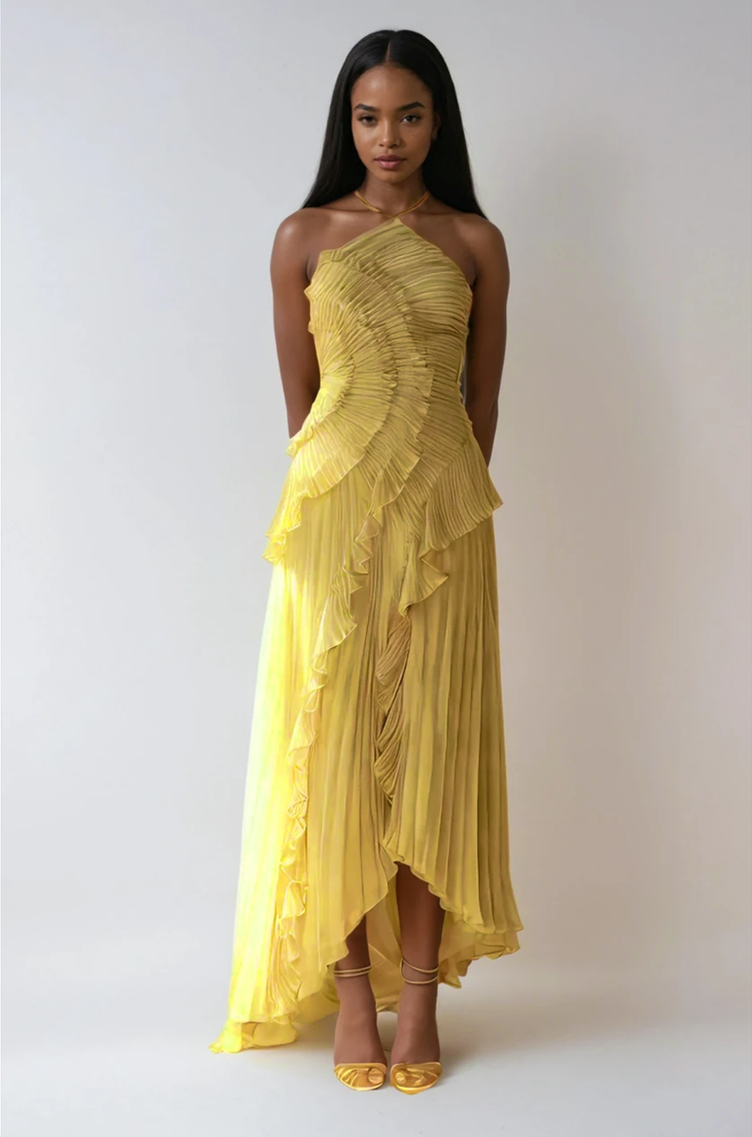 Elena | Women's Embroidered Halterneck Maxi Dress