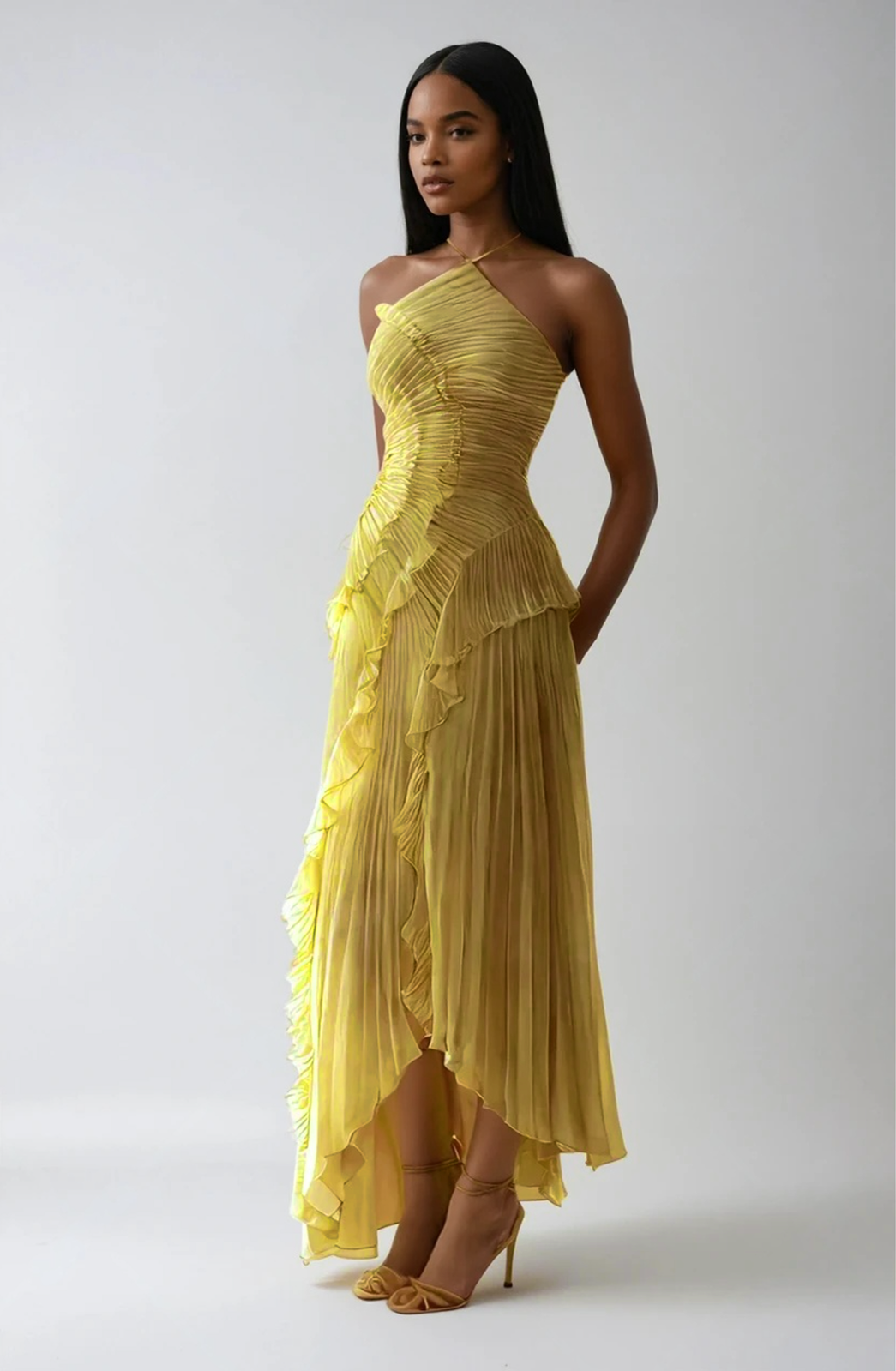 Elena | Women's Embroidered Halterneck Maxi Dress