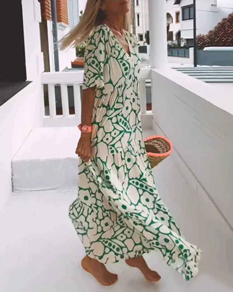 Lauren | Women's Summer Printed V-Neck Dress