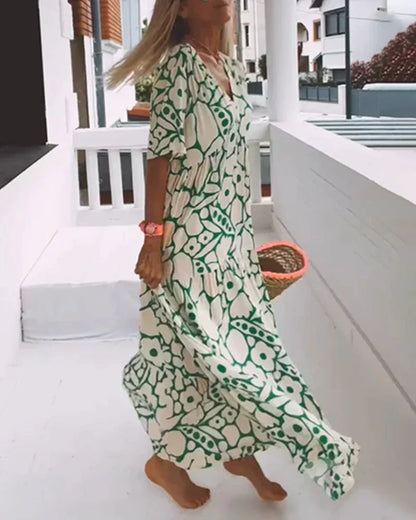 Lauren | Women's Summer Printed V-Neck Dress