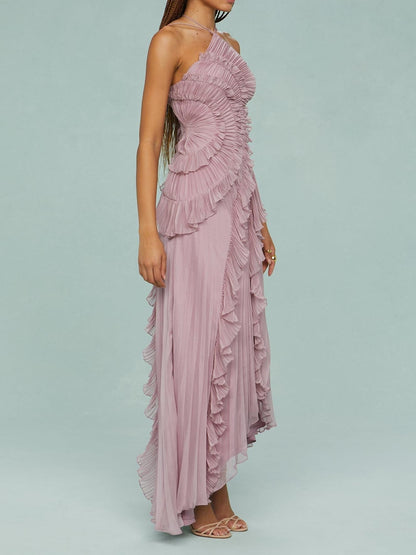 Elena | Women's Embroidered Halterneck Maxi Dress