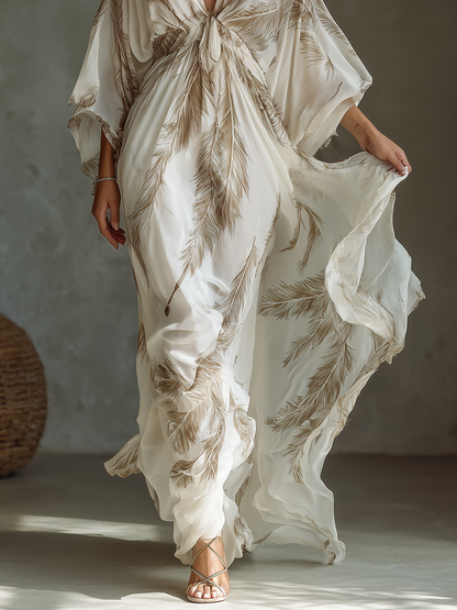 Tiana | Women's Tropical Print Dolman Sleeve Maxi Dress