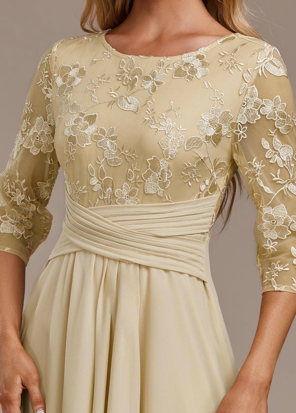 Isabelle | Women's Embroidered Chiffon Midi Dress