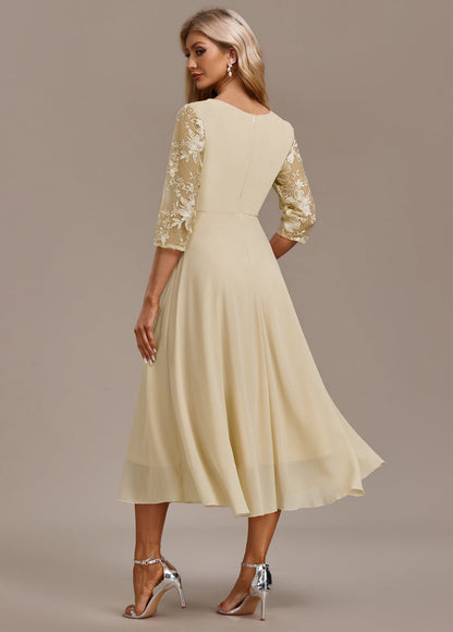 Isabelle | Women's Embroidered Chiffon Midi Dress