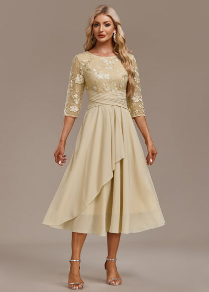 Isabelle | Women's Embroidered Chiffon Midi Dress