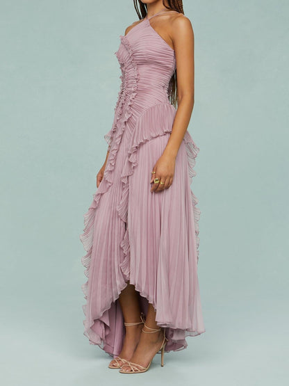 Elena | Women's Embroidered Halterneck Maxi Dress