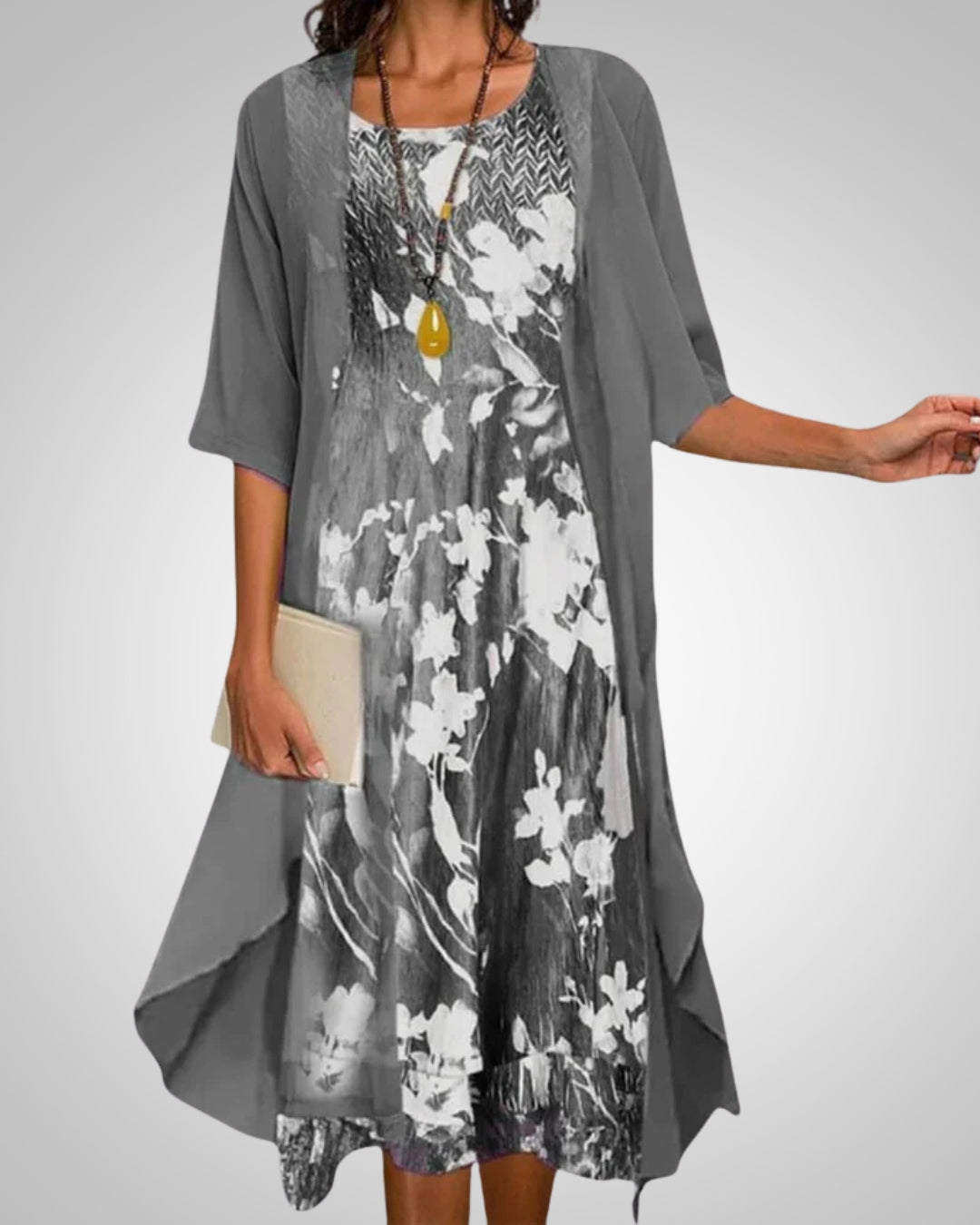 Eloise | Women's Casual Printed Midi Cardigan Dress Set