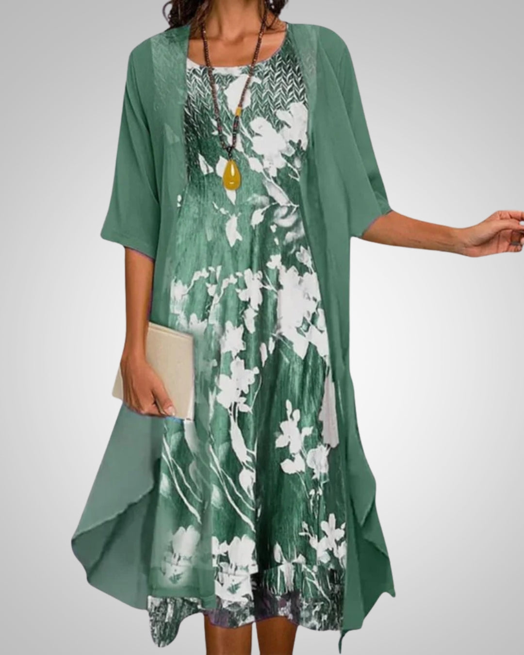 Eloise | Women's Casual Printed Midi Cardigan Dress Set