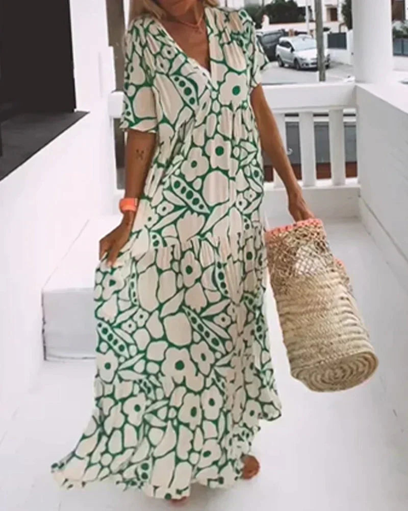 Lauren | Women's Summer Printed V-Neck Dress