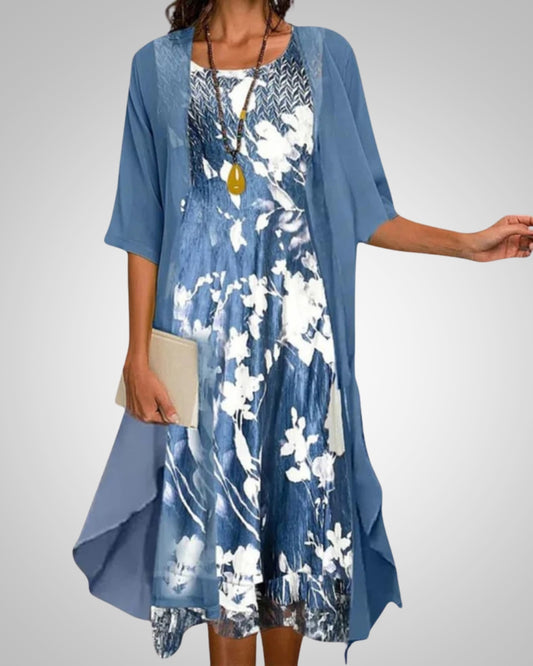 Eloise | Women's Casual Printed Midi Cardigan Dress Set