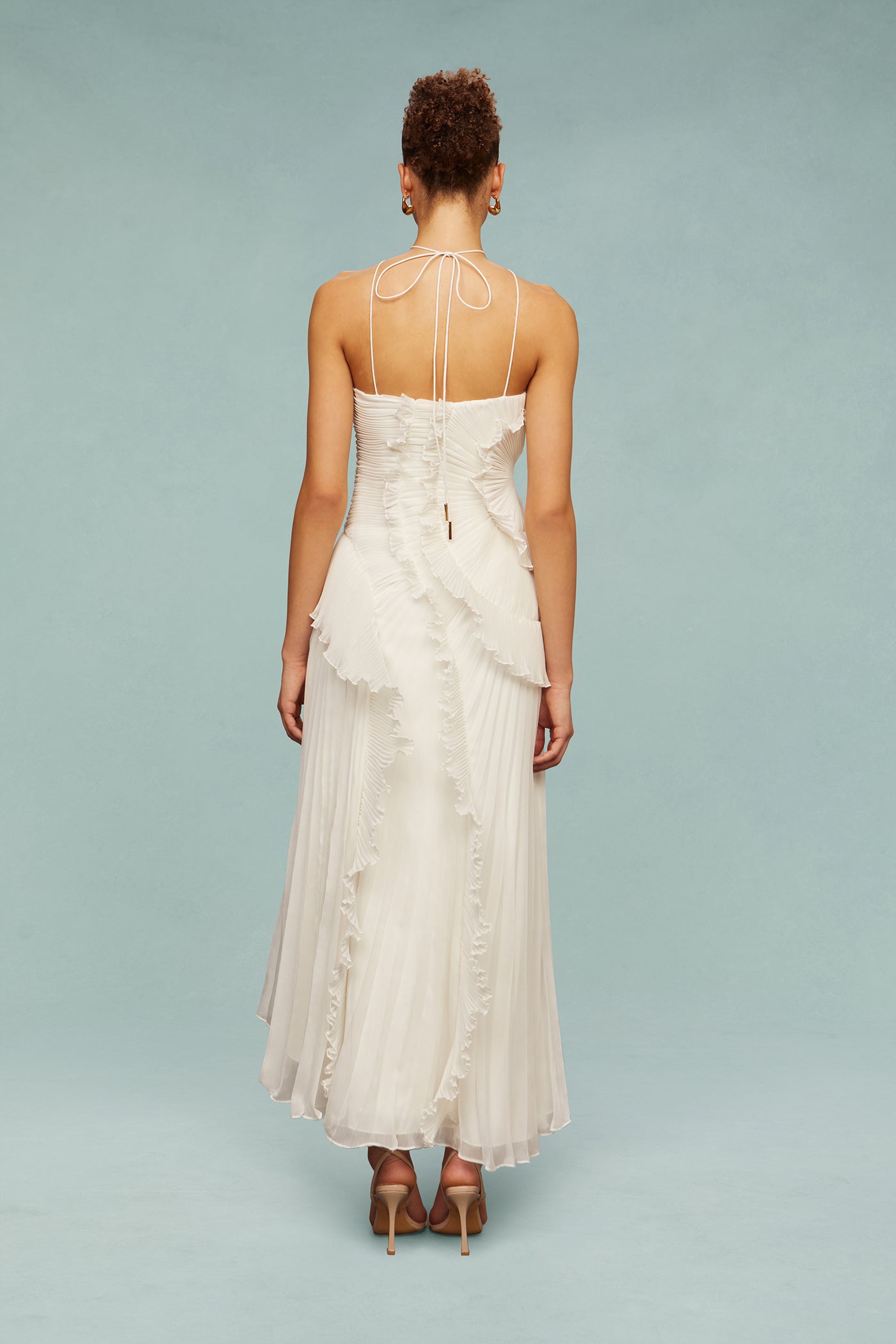 Elena | Women's Embroidered Halterneck Maxi Dress