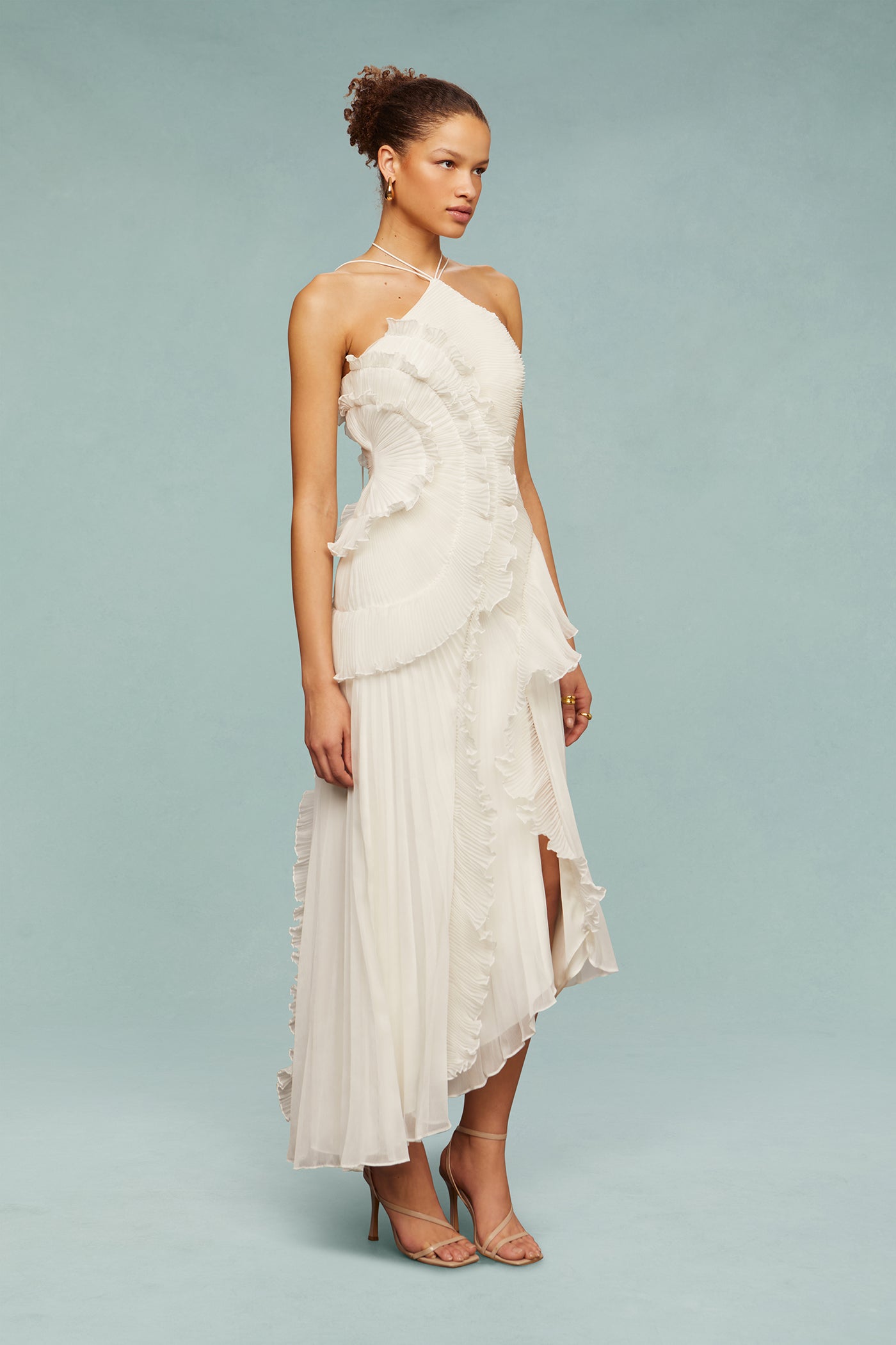 Elena | Women's Embroidered Halterneck Maxi Dress