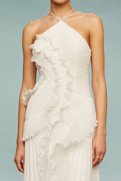 Elena | Women's Embroidered Halterneck Maxi Dress