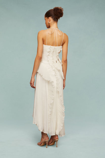 Elena | Women's Embroidered Halterneck Maxi Dress