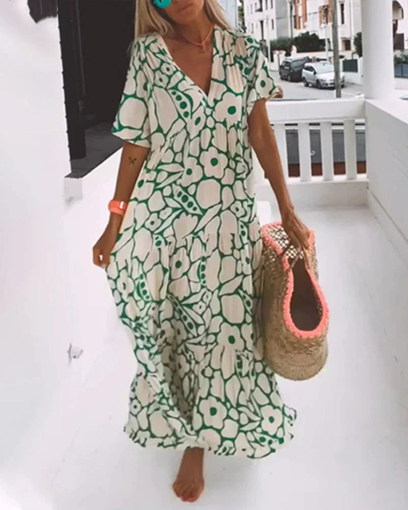Lauren | Women's Summer Printed V-Neck Dress