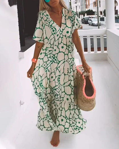 Lauren | Women's Summer Printed V-Neck Dress