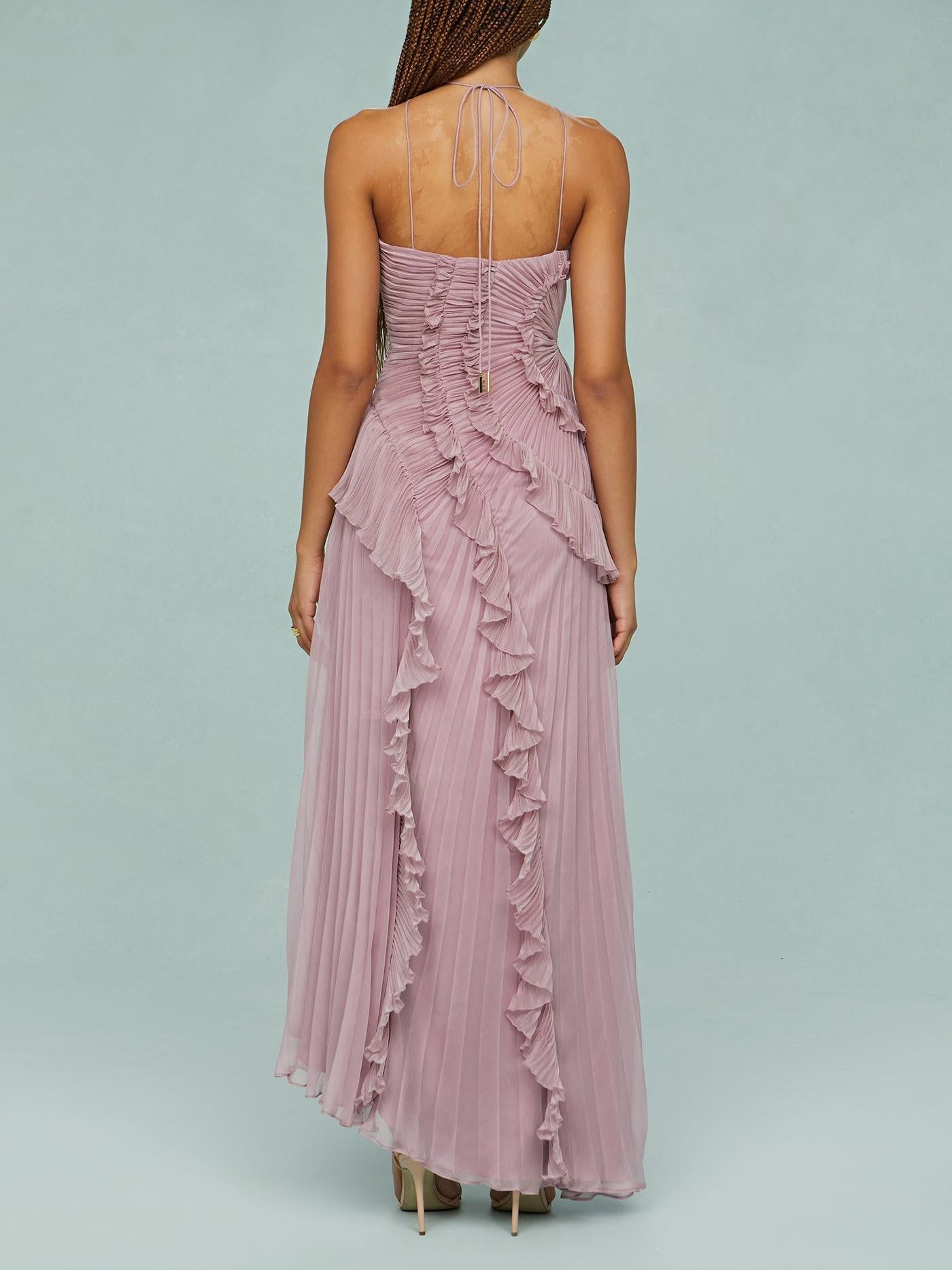 Elena | Women's Embroidered Halterneck Maxi Dress