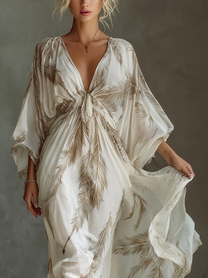Tiana | Women's Tropical Print Dolman Sleeve Maxi Dress