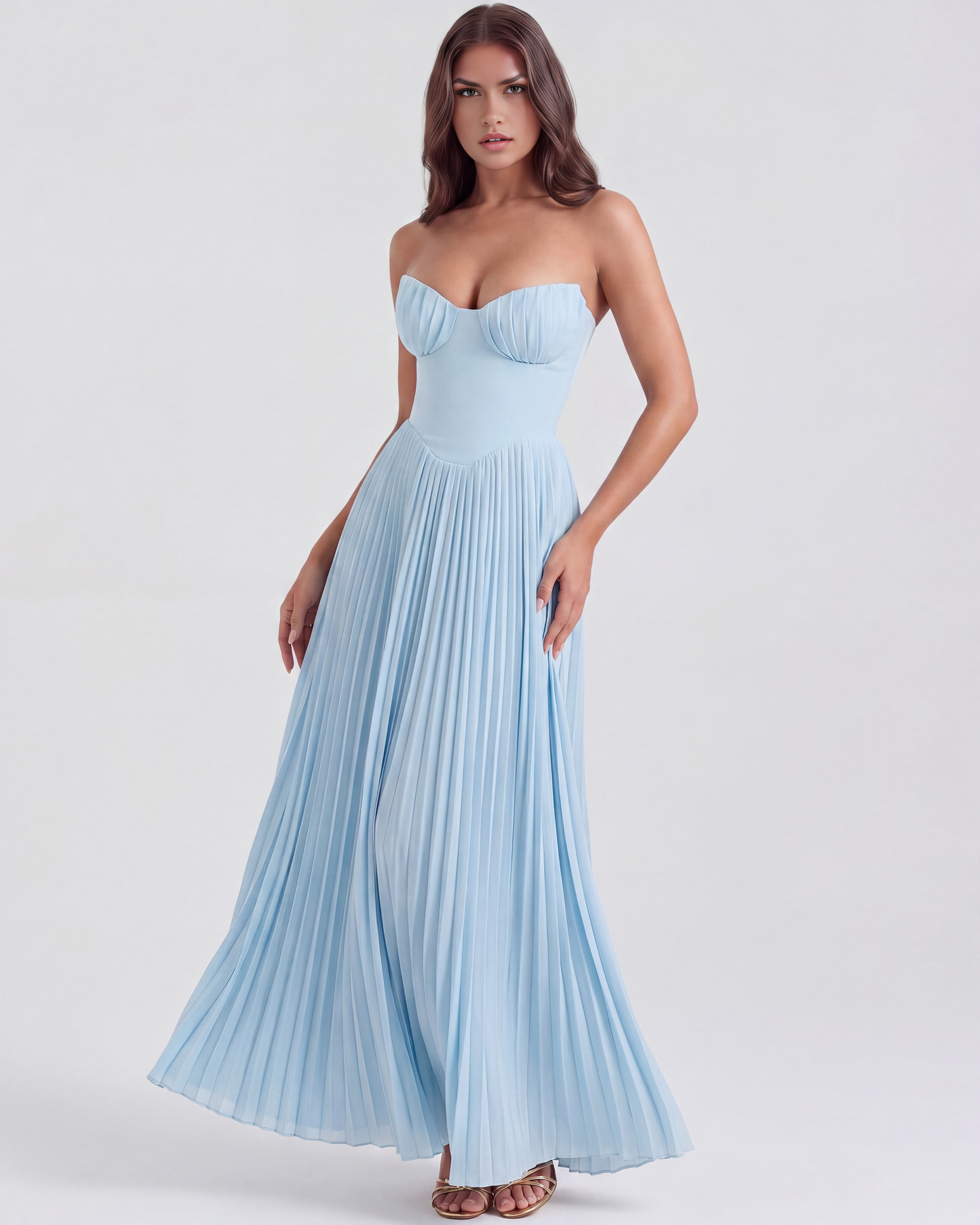 Aisling | Women's Elegant Pleated Maxi Dress