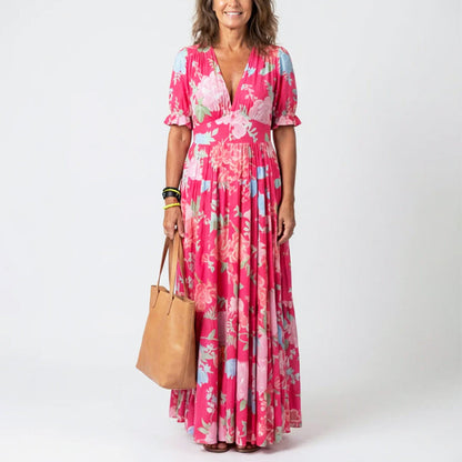 Isabella | Women's Summer Floral V-Neck Long Dress