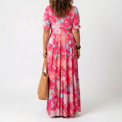 Isabella | Women's Summer Floral V-Neck Long Dress