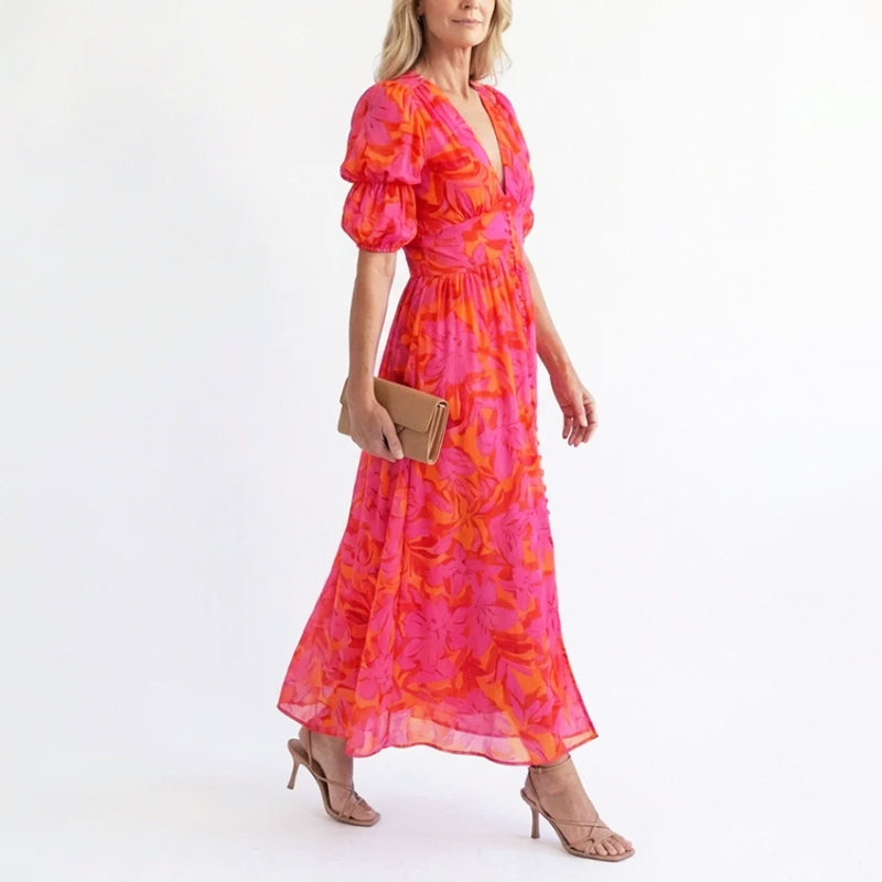 Tara | Women's l Summer Elegant Puff Sleeve Floral Dress
