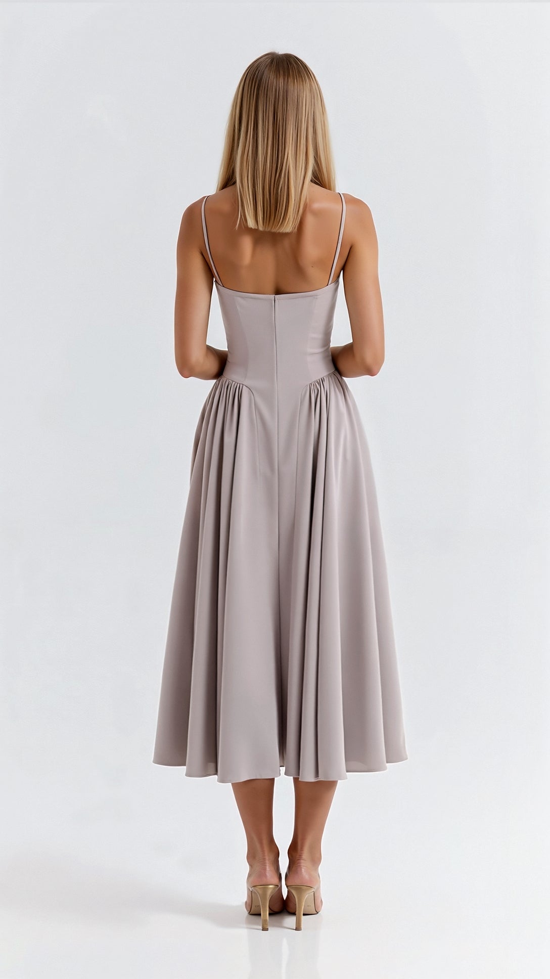 Nadia | Women's Elegant A-line Corset Midi Dress