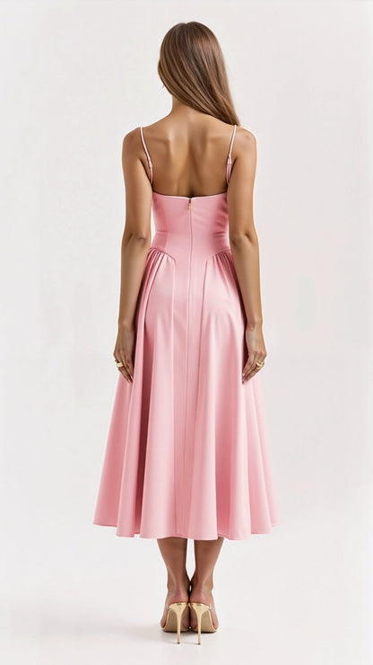 Nadia | Women's Elegant A-line Corset Midi Dress