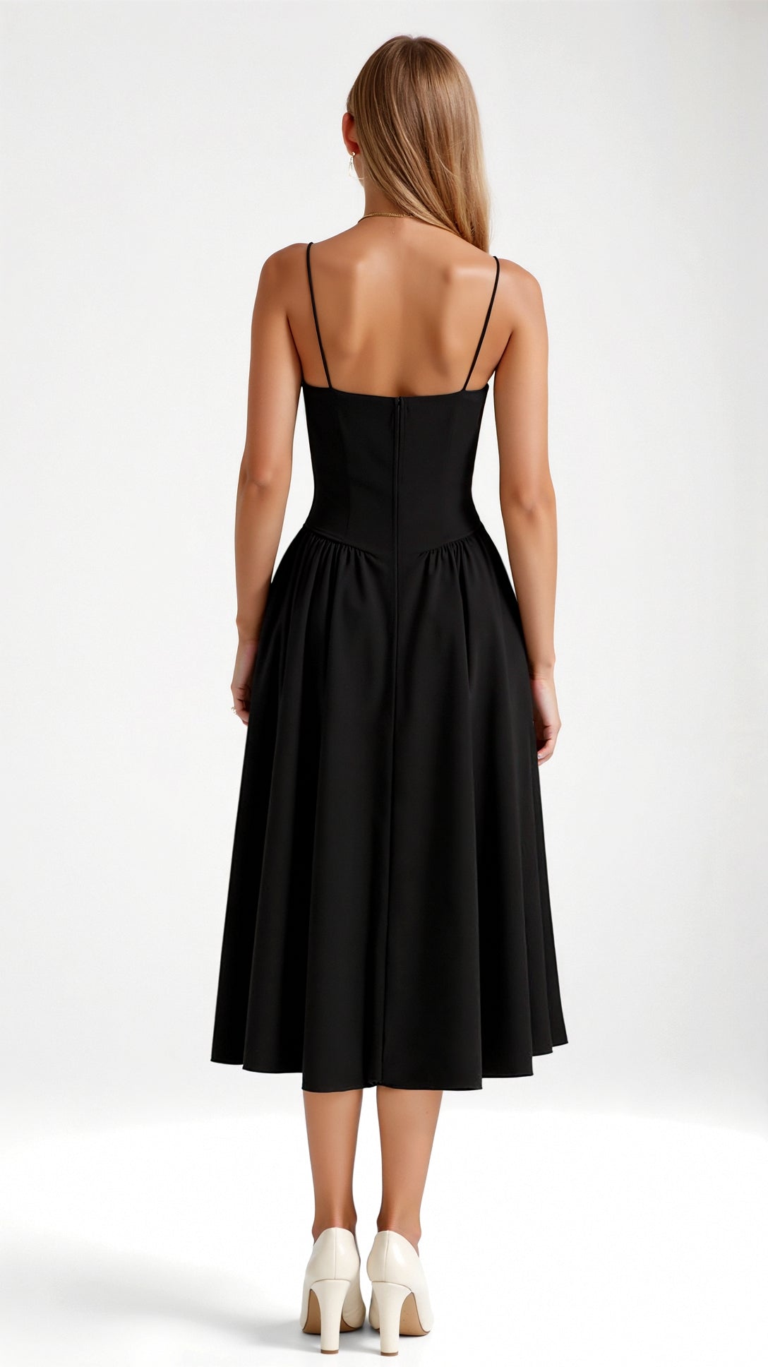 Nadia | Women's Elegant A-line Corset Midi Dress