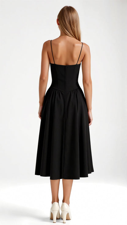 Nadia | Women's Elegant A-line Corset Midi Dress