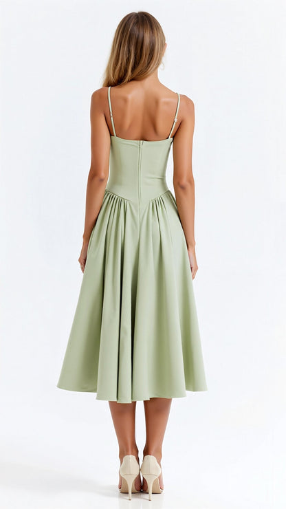 Nadia | Women's Elegant A-line Corset Midi Dress