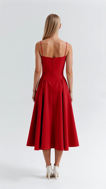 Nadia | Women's Elegant A-line Corset Midi Dress