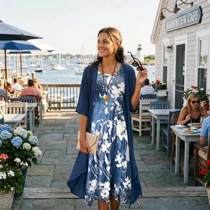 Eloise | Women's Casual Printed Midi Cardigan Dress Set