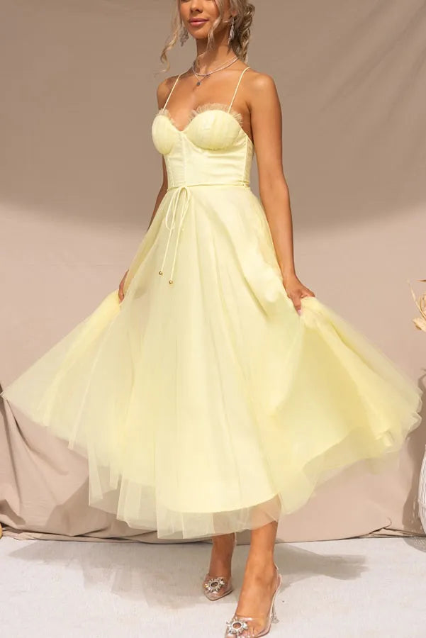 Stella | Women's Elegant Spaghetti Strap Midi Dress