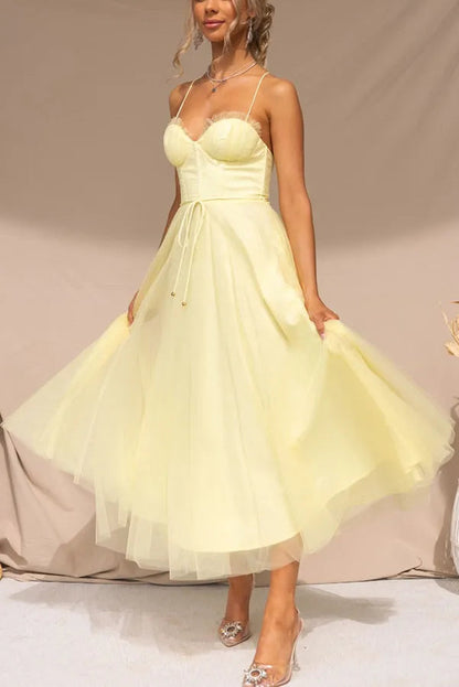 Stella | Women's Elegant Spaghetti Strap Midi Dress