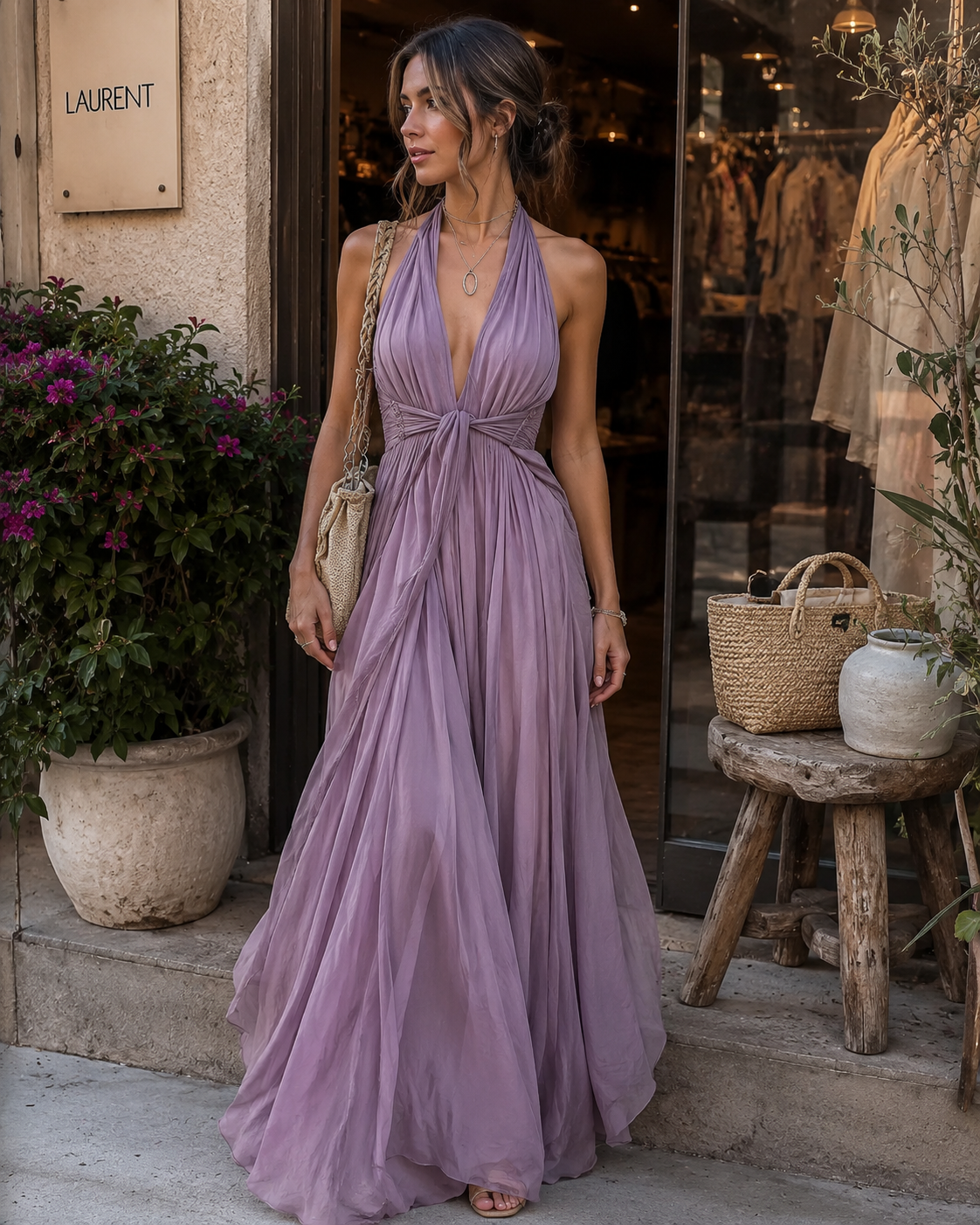 Aisling | Women's Elegant Halterneck Maxi Dress