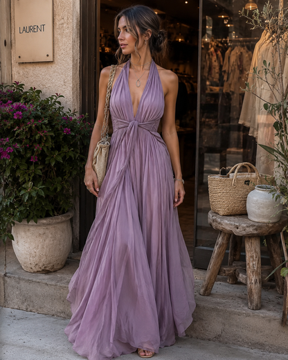 Aisling | Women's Elegant Halterneck Maxi Dress