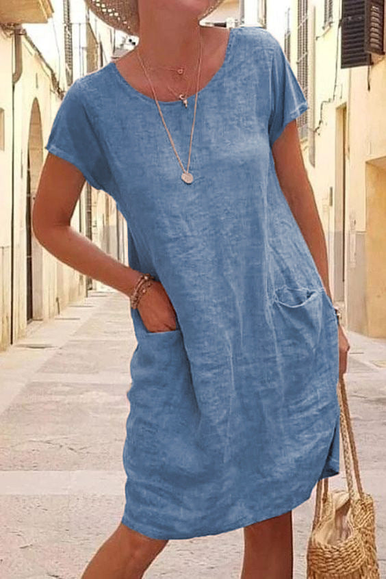 Adalynn | Women's Casual Round Neck Linen Dress