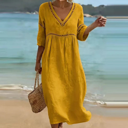 Penny | Women's Boho V-Neck Midi Dress