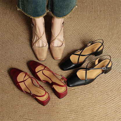 Clover | Women's Vintage Low Block Heel Sandals