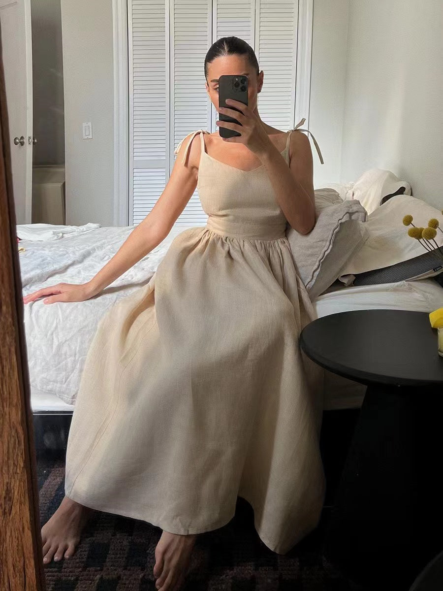 Katherine  | Women's Linen Holiday Spaghettistraps Dress