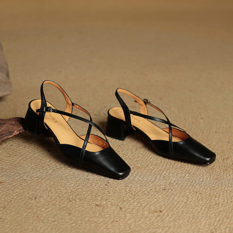 Clover | Women's Vintage Low Block Heel Sandals
