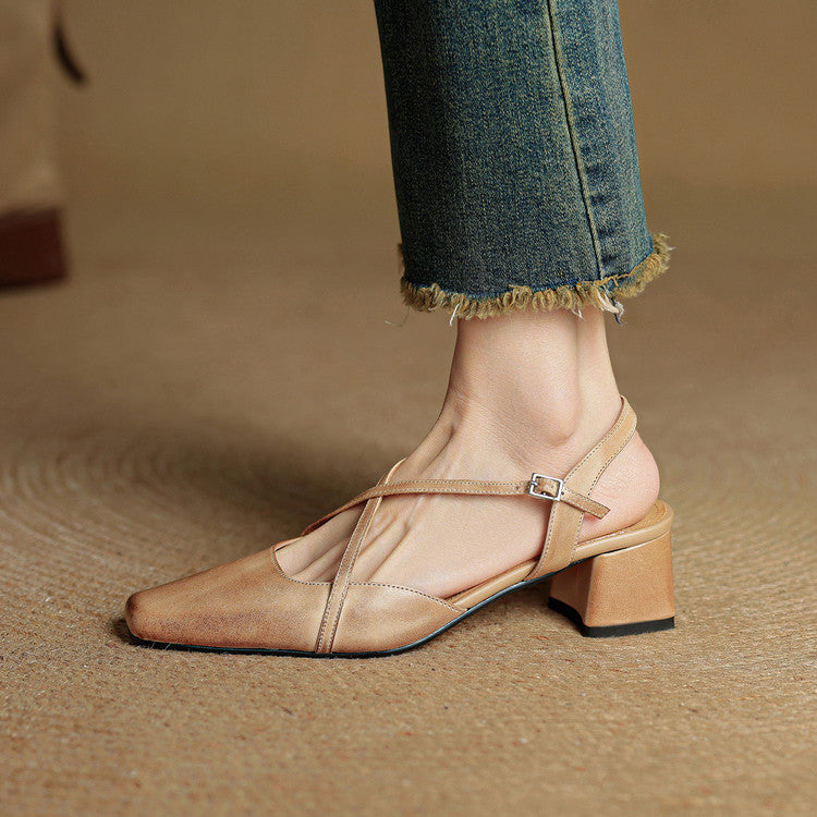 Clover | Women's Vintage Low Block Heel Sandals